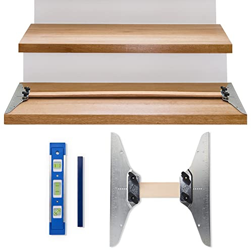 Staircision Stair Tread Template Tool - Stair Gauge Set with Carpenter Pencil and Level for Extra Precision - Solid Metal Stairs Jig for Accurately Measuring Angle and Length