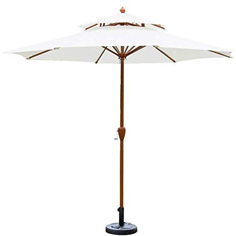 Sywlwxkq Parasols 9ft / 2.7m Garden Umbrella with Crank Handle, Sun Shade Waterproof Protection for Terrace, Balcony, Patio, Pool, Beach Sunscreen (Color : White)