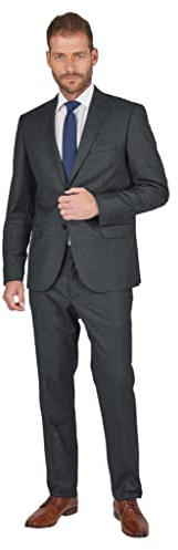 Steffen Klein Herren Anzug Wolle| Business Anzug | anthrazit| Regular Fit | Klassischer Stil, Elegant | Bequeme Passform und Professioneller Look | Unvergleichbarer Komfort | Größe: 52