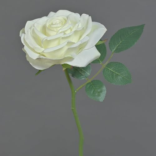 artplants.de Kunstrose NIKOLETA, weiß, 30cm, Ø12cm - Textil Rose