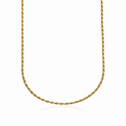 Lily Charmed - 925 Sterling Silver or 18ct Gold Plated Twisted Rope Chain Necklace with 18 Chain