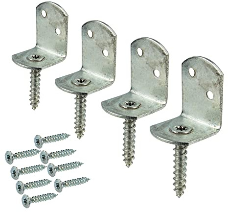 tecuro Juego de 4 accesorios para valla trenzada, incluye tornillos, forma de L, acero galvanizado