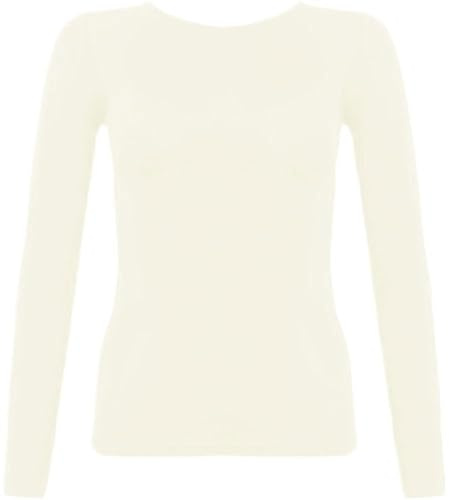 SXME MIGHT SAY Stylish Versatile Womens Ladies Long Sleeve Scoop Neck Stretch Plain Casual T Shirt Essential Top Blouse Assorted Must Have in Every Wardrobe UK Sizes 8-26