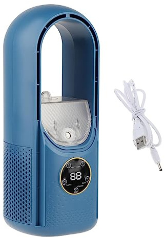 JISADER Acondicionador de Aire Portátil, Ventilador de Escritorio Personal, Silencioso, Ventilador de Refrigeración Ajustable de 6 Velocidades, Enfriador de a, Azul 12x30cm