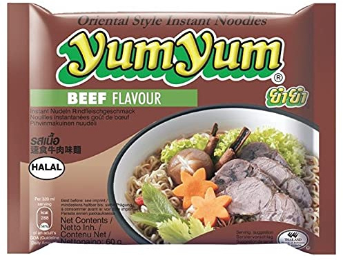 YUM YUM - Nouilles Boeuf - Saveurs Intenses d'Asie - Sachet de 60g - Une Pause Gourmande en Quelques Minutes! - Le Lot De 8