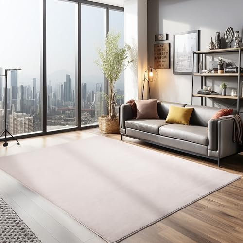 Teppium Tapis Salon Moderne Beige 160x230 cm - Tapis à Poils Courts, Unicolor - Moelleux et Doux - Cuisine Salle de Sejour