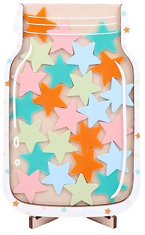 Sharplace Belohnungsglas mit, Dekor, für Jungen und Mädchen, Routinetraining, Holzgeschenke, Kinder-Töpfchenzug-Werkzeug, Belohnungsstern-Anreizglas für