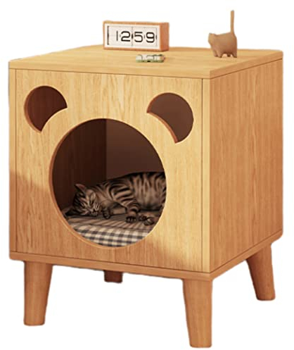 Stilvolles und geräumiges Katzentoilette-Gehege für mehrere Katzen – verstecktes Katzenmöbel, das auch als Katzenraum und Hundebox dient, Katzentoilette, Nachttisch & Beistelltisch (braun)