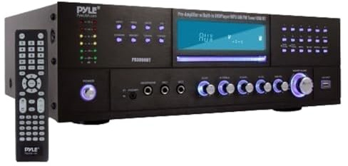 Home Theater Bluetooth Amplifier Receiver - 4 Channel 3000 Watt Stereo Speaker Home Audio Amplifier Receiver w/Radio, USB, 2 Microphone w/Echo, CD DVD Player, LCD, Rack Mount - Pyle PD3000BT.5