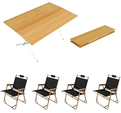 1 Stück Klapptisch mit 4 Stühlen, 80 cm L tragbarer klappbarer Campingtisch, klappbare Picknicktischstühle für den Grilleinsatz im Innen- oder Außenbereich