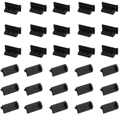 Futheda 30PCS Silicone USB 2.0 3.0 Anti Dust Plug Protector Anti Oxidation Female Interface End Cap USB Port Cover Stopper for Tablet PC Notebook Laptop Black