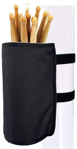 KOSTOO Drumsticks-Halter Nylon-Halter mit hoher Kapazität für Drumsticks, Pinsel, Schlägel mit zwei Klettverschluss-Riemen, zur Befestigung am Schlagzeug & Notenständer