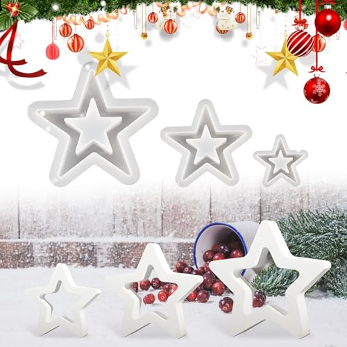 Silikonformen Gießformen Stern Silikonform Weihnachten Gießformen Silikon Kerzenhalter Weihnachten Gipsformen zum Gießen Silikonform Stern für DIY Weihnachten Handwerk