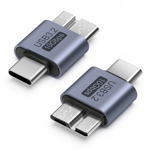 Seminer Micro B to USB C Adapter(2 Pack), Micro B Male to USB C Male | Data Adapter Short Converter Adaptor for Computers, Laptops, External Hard Drives