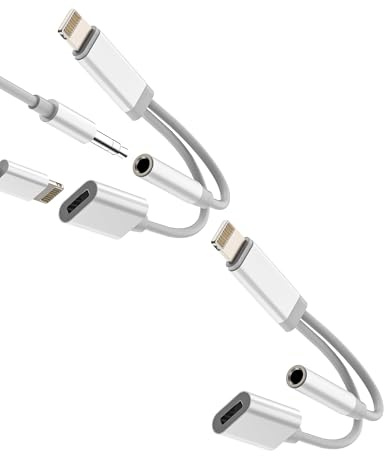 Adaptateur Lightning Jack Vers Écouteur 3.5mm(Lot de 2)pour iPhone 14 Pro Max Double Prise Chargeur Câble Audio Auxiliaire Splitter Pour Apple Casque Connecteur Pour ipad Portable Voiture Accessoires