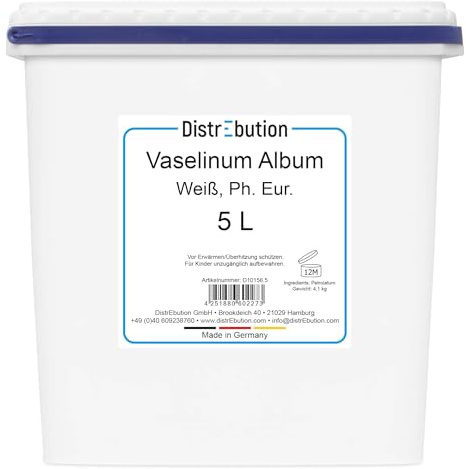Vaselinum album Ph. Eur. 5 L | Weiße Vaseline (pharmazeutische Qualität) – für Hautpflege, Kosmetik & Tattoo, geruchlos