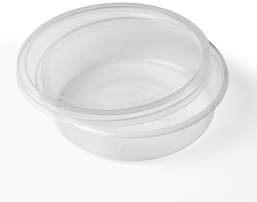 Sunrise Packaging 100 x 250ML / 8oz Round Plastic Food Containers sets with Lids – BPA-Free, Leakproof, Reusable & Stackable – Microwave, Freezer & Dishwasher Safe for Meal Prep