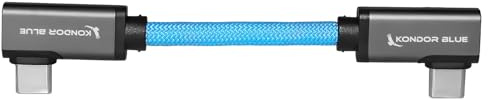 KONDOR BLUE | 4” USB-C 3.2 Dual Right Angle 8K Data and Power Delivery Cable | 10 Gb/s Transfer Speed, USB PD 100W Charging, & Nylon Braided with Reinforced Metal Connectors | Blue