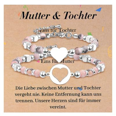 YELUWA 2PCS Mutter und Tochter Geschenk Armband, Geschenke zum Schulanfang | Armbänder für Mutter und Tochter Geschenke für Mutter Tochter Muttertag Geburtstag Weihnachten Abschluss Zurück Zur Schule