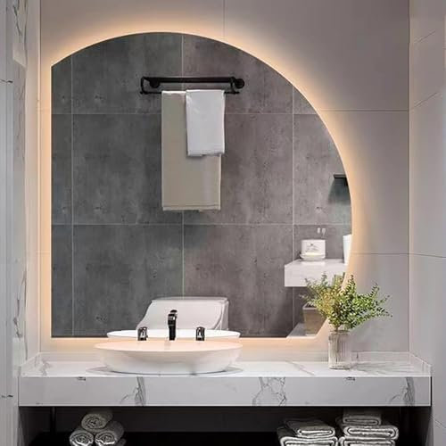 Specchio da Parete a LED a Mezzaluna da 40 Specchio da Bagno antiappannamento da 32 Specchio da Trucco Moderno con retroilluminazione a 3 Colori Specchio semicircolare infrangibile da 36