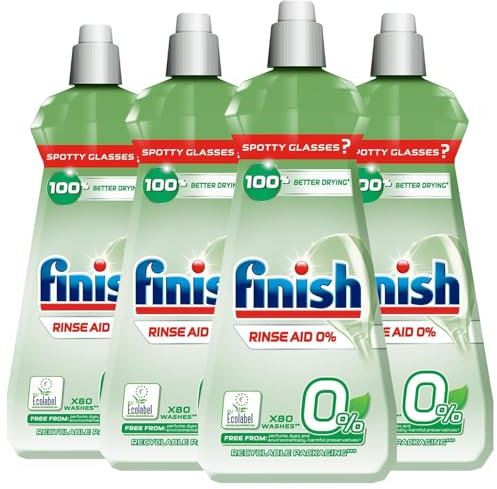 Finish 0% Dishwasher Rinse Aid 400ml Pack of 4