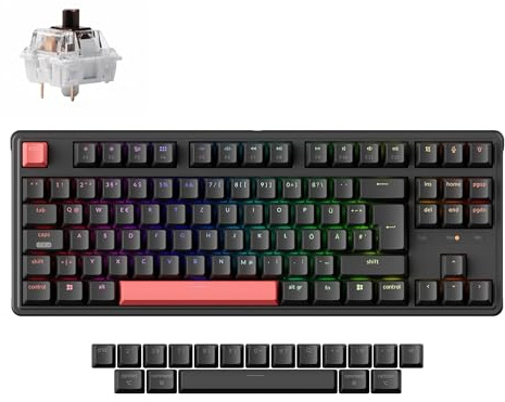 Keychron C3 Pro QMK/VIA Mechanische Tastatur, Braune Schalter | Kabelgebunden, Programmierbar, TKL-Gaming 87 Tasten, Hot-Swap, RGB-Hintergrundbeleuchtung, Mac/Windows/Linux