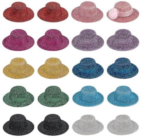 BENECREAT 20 pz Cappelli In Miniatura, 10 Mini Cappelli Da Festa Del Tè Colorati, Cappellini Piccoli e Piccolissimi, Mini Base Rotonda per Cappello Fascinator per Feste, Festa Del Tè e Del Cocktail
