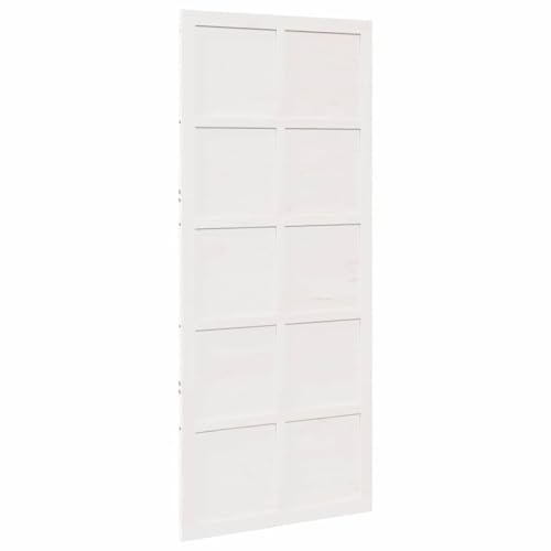 vidaXL Porta a Barn Bianco 208 x 90 cm in Legno Massello di Pino con Finitura Opaca. Ottima per decorare gli interni, ha un design rettangolare ed è facile da montare con un cacciavite e una chiave d