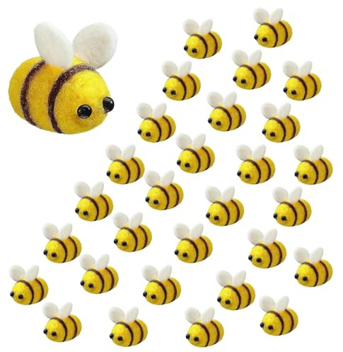 XIANGJIEU 40 Stück Bienen Deko Mini Biene Handwerk Dekoration | Biene Filzen Wolle Mini Dekoration für party Kostüm DIY Handwerk Anhänger Hut Deko