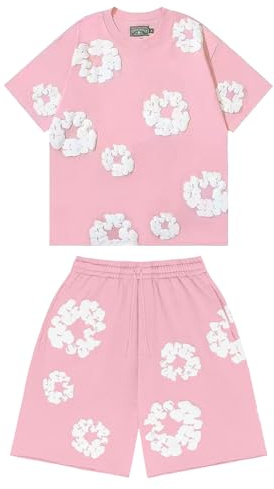 RUITOTP Set di Camicia da Donna/Uomo e Pantaloncini Set di Tuta da Stampa in Schiuma Tuta Corta Uomo Estivo Completo Sportiva Maglia e Pantaloncini a Fiori