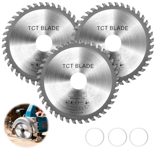 Flintronic 3 stycken sågblad 115 mm för vinkelslipar, sågblad cirkelsågblad 115 x 22,2 mm, 40 tänder multimaterial finskuren, för aluminium, koppar, NE-metaller, trä, plywood, plast