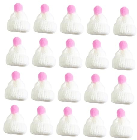 Veemoon 20 Stück Mini-Weihnachtsmütze kleine weihnachtsmützen Mini-Wollmützen Miniatur-Weihnachtsmützen Minihüte zum Basteln Santa Hüte für Santa Claus Strickhut Strickgarn Weiß