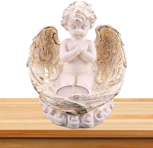 qokeeu Engel Kerzenhalter Statue - Cherub-Figur im europäischen Stil, Teelicht-Votivhalter | Engelsfigur für den Innenbereich, Geschenke für Zuhause, Hochzeit, Kirche, Taufe