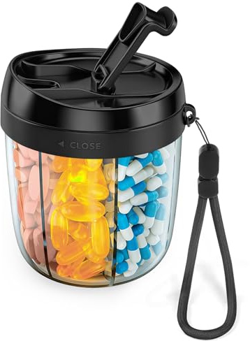 Fefod Pastillero Semanal 1 Toma, Contenedor de Pastillas con 7 Compartimentos Grandes y Separados, Organizador de Botellas de Píldoras para Viajes, Diseño Antimezcla Pastillas para Viajes y Uso Diario