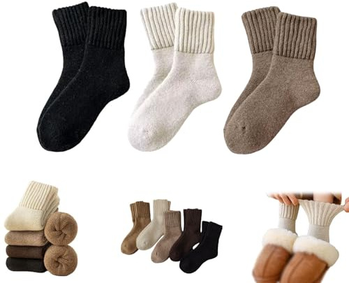 Generisk 3 par tjocka termostrumpor för kvinnor, varma, tjocka termiska vandringsstrumpor för vintern, fritidsstrumpor, gåva för kvinnor, storlek 5–10, 3 st. – A, one size
