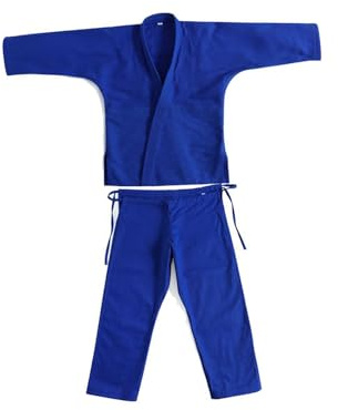 wueiooskj Judo Gi Jiu Jitsu Uniform Karate Uniform Kläder Student Andningsbara Lättviktiga Bomull Sport Sparringkläder Lättviktiga Bomull Kampsport Karate Gi Kläder, Blå, 170 cm