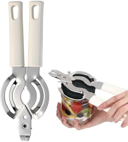 Lanties Universal Can & Jar Opener – Easy Twist Bottle Opener for Small & Large Lids, Jar Openers Top Rated for Seniors Effortless Grip for Weak Hands & Seniors, White