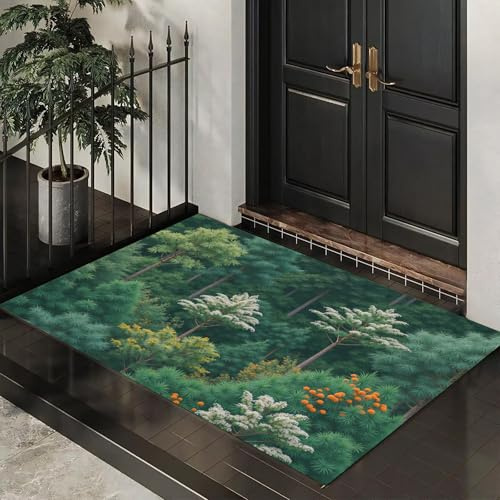 DUOTCYELE Felpudo Arbusto, Alfombrillas para Interiores, Felpudo Naturalismo Antideslizante de Perfil Bajo para Entrada Cocina Puerta Trasera, 45 x 75 cm
