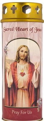 Catholic Gift Shop Sacro Cuore di Gesù - Candela pilastro con riflessi in lamina d'oro. Candela al cimitero