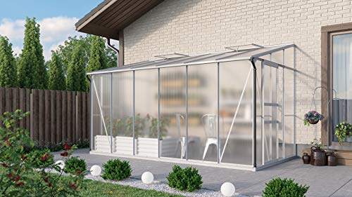 Gartenwelt Riegelsberger Anlehngewächshaus Ida - Ausführung: 7800 HKP 6 mm Alu, Fläche: ca. 7,8 m², mit 2 Dachfenster, Sockelmaß: 1,90 x 3,79 m