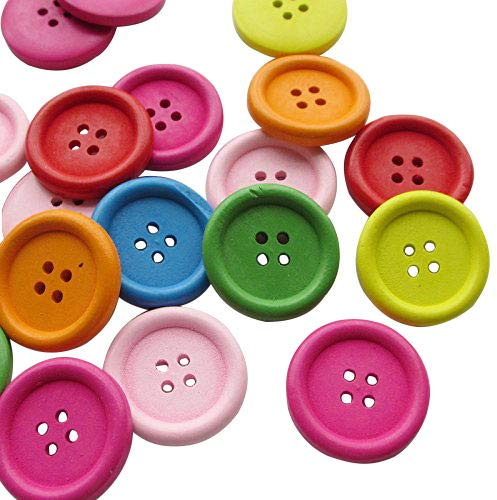 Chenkou Craft Bunte Holzknöpfe, Bastel- Näh-Ornament, 40 Stück, 40 mm