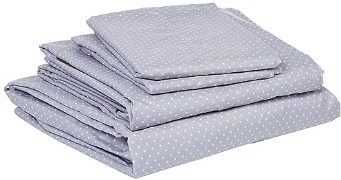 Sweet Home Collection Luxury Bedding Set with Flat, Fitted Sheet, 2 Pillow Cases, Microfiber, Dot Gray, Queen