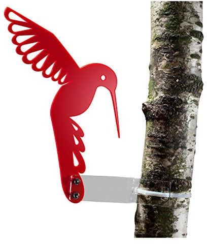 Sonnenfänger „Kolibri“ aus ransparentem Acrylglas (Rot), fluoreszierend -> leuchtende Kanten auch in den Abendstunden, 20 cm Höhe, incl. Montagematerial, Frost- und Witterungsbeständig