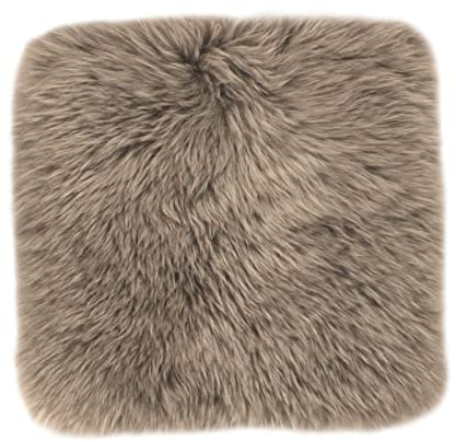 -LUXOR- living Sitzkissen aus echtem Schaffell – kuscheliges & bequemes Stuhlkissen, Lammfell Sitzauflage für Stühle & Bänke, 34 x 34 cm Taupe, 1 Kissen