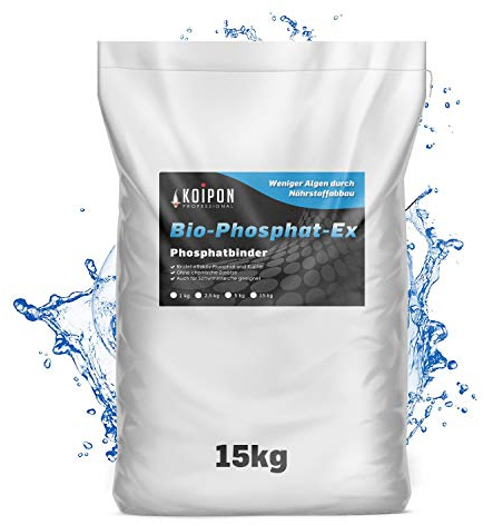 KOIPON Bio-Phosphat-Ex 15 kg Phosphatbinder zur Teich Reinigung von Metallen und präventiver Schutz vor Algenwachstum im Gartenteich und Fischteich