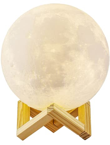 Lampada Luna 3D Stampata, ALED LIGHT Piena Lampada Moon Luna con Diametro 15cm, 3 Colori, Ricarica USB Decorativo LED Luce Notturna Toccare il Controllo, Decoro per Stanza Letto Mood Light per Camera