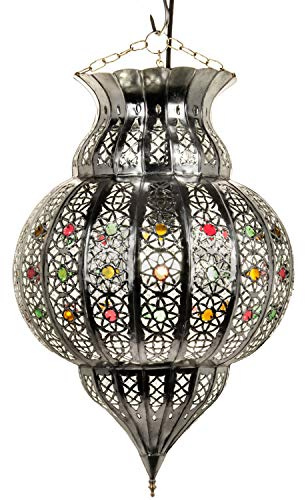 Lampe Suspension Luminaire marocaine Kaynat doré 50cm E27 Douille | Plafonnier Lustre de Salon marocain oriental | Lanterne électrique indienne Vintage design décoration de maison orientale arabe