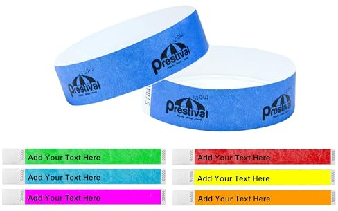 J&R Wristbands Customised Personalised Made from Tyvek 19mm 3/4 inch Event Bands Choose Fonts