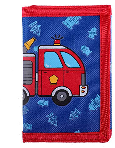 sundee RFID Blocking Wallet for Kids/Slim Cartoon Wallet with Zippered Pocket/Trifold Canvas Outdoor Sports Wallet, Truck