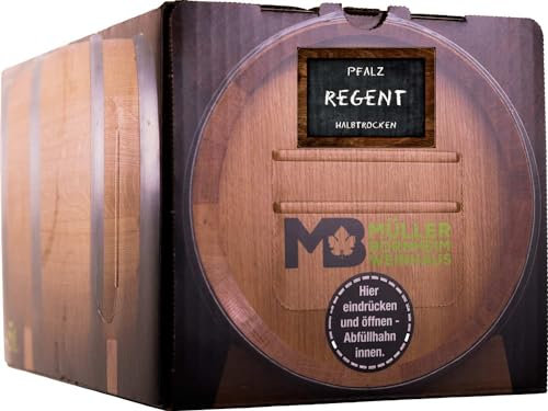 Weinhaus Müller Bornheim 5L Bag in Box Pfälzer Regent Rotwein halbtrocken 2024 - Qualitäts-Rotwein halbtrocken aus der Pfalz, Geschmack:halbtrocken, Rebsorten:Regent, Größe:5 L